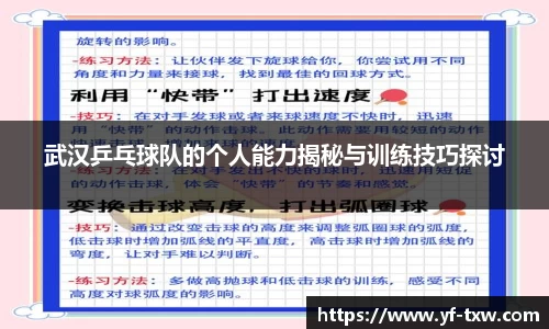 武汉乒乓球队的个人能力揭秘与训练技巧探讨